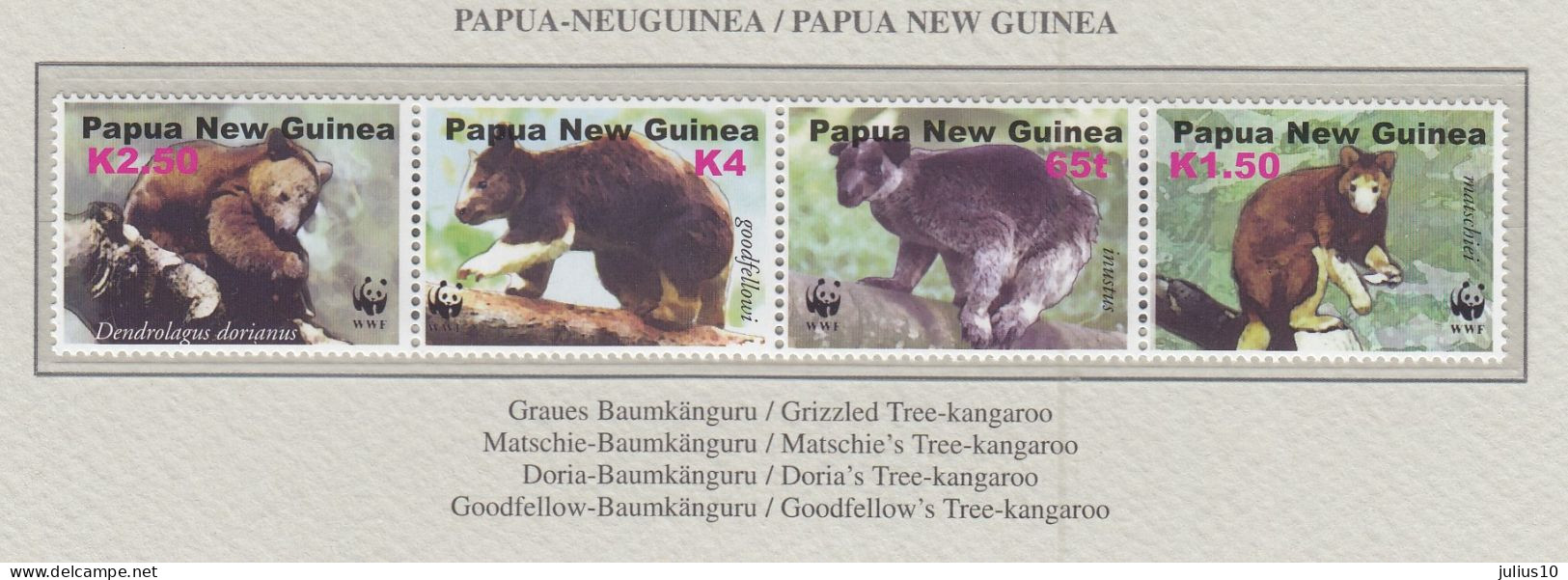 PAPUA NEW GUINEA 2003 WWF Animals Mi 1017-1020 MNH(**) Fauna 672 - Neufs