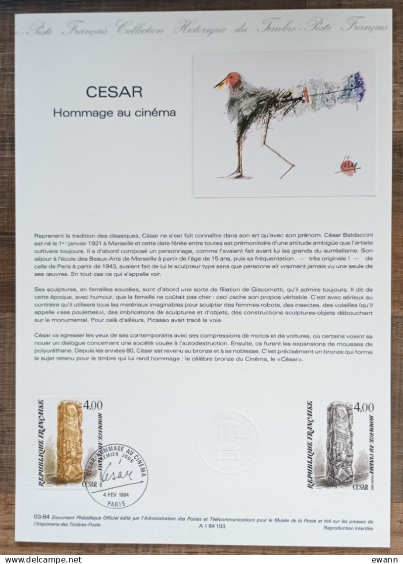 COLLECTION HISTORIQUE - YT N°2299 - CESAR / HOMMAGE AU CINEMA - 1984 - 1980-1989