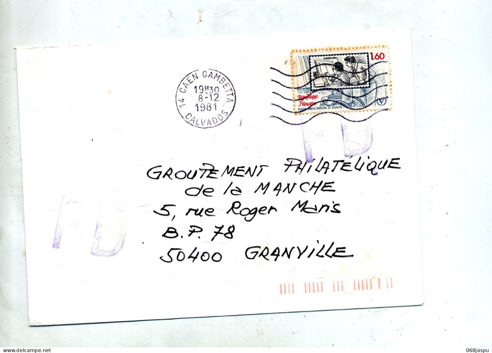 Lettre Flamme Muette Caen Fausse Direction Flamme Donville Plage - Mechanical Postmarks (Advertisement)