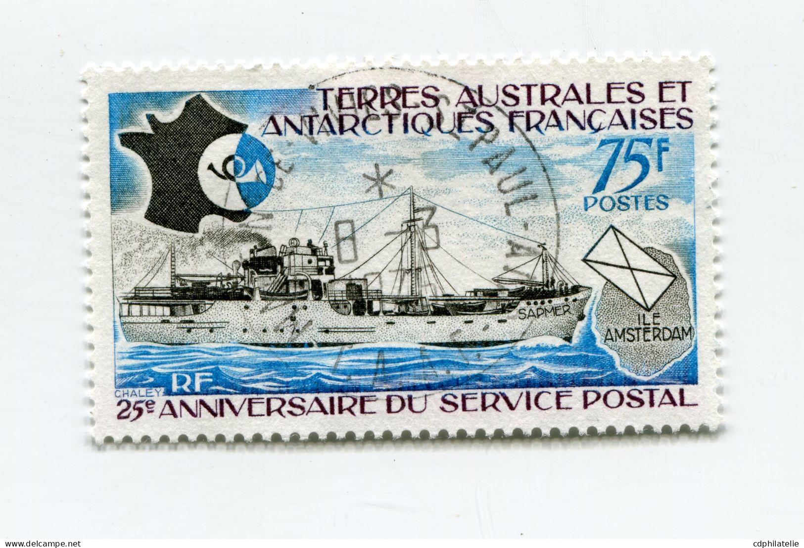 T. A. A. F. N°54 O  25e ANNIVERSAIRE DU SERVICE POSTAL - Oblitérés