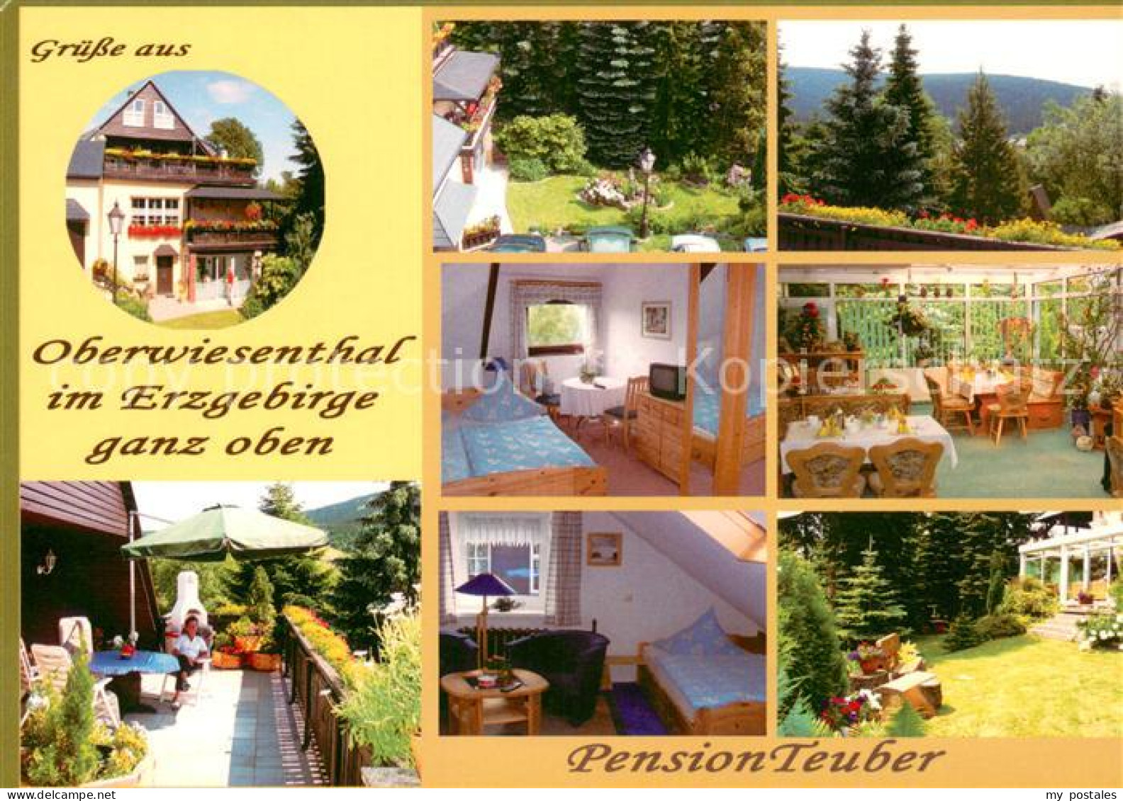 73652761 Oberwiesenthal Erzgebirge Pension Teuber Gaststube Zimmer Terrasse Pano - Oberwiesenthal