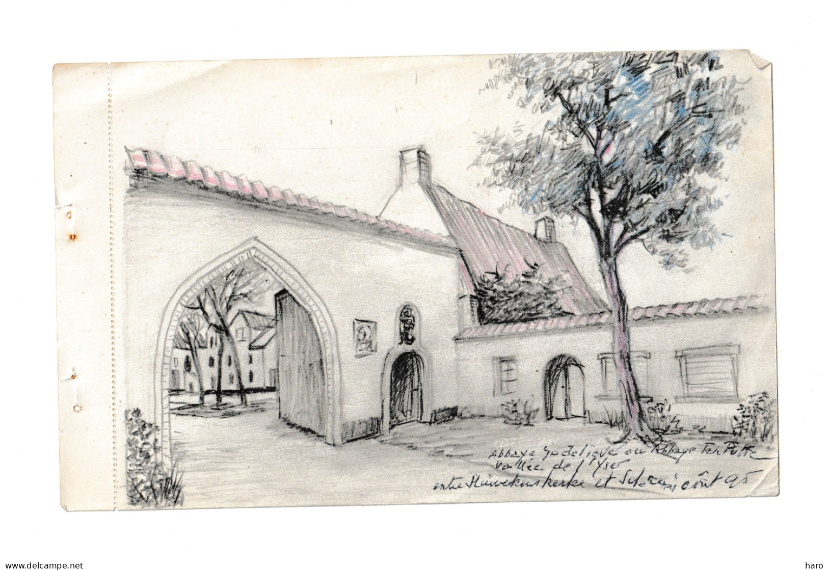 GISTEL - St. Godelieveabdaij ( Ten Putte)- Abbaye  Dessin ( ORIGINAL , Page D'un Carnet  )  De R. Laloux 1995  (B375) - Dessins