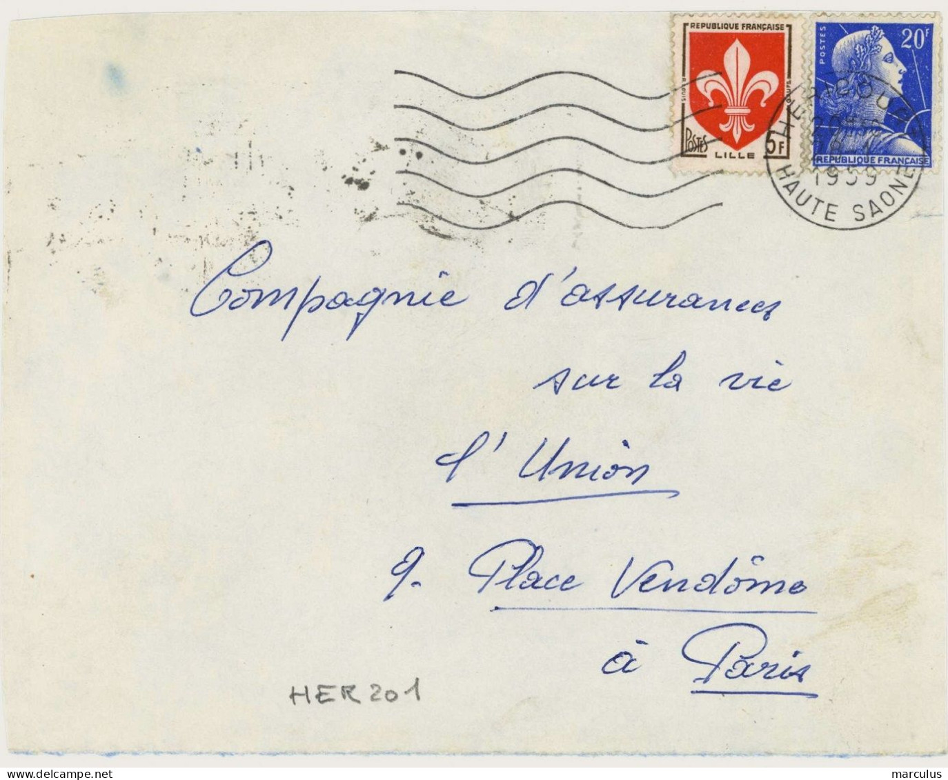 HERICOURT HAUTE SAONE 1959 : Oblit. Secap 5 Lignes Ondulées - Mechanical Postmarks (Advertisement)