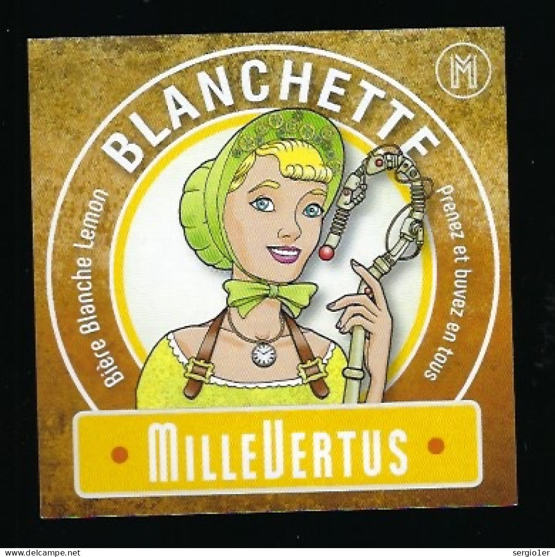 étiquette Bière Belge: Biere Blanche Lemon Blanchette 5°% Brasserie Millevertus à Tintigny " Femme" - Bier