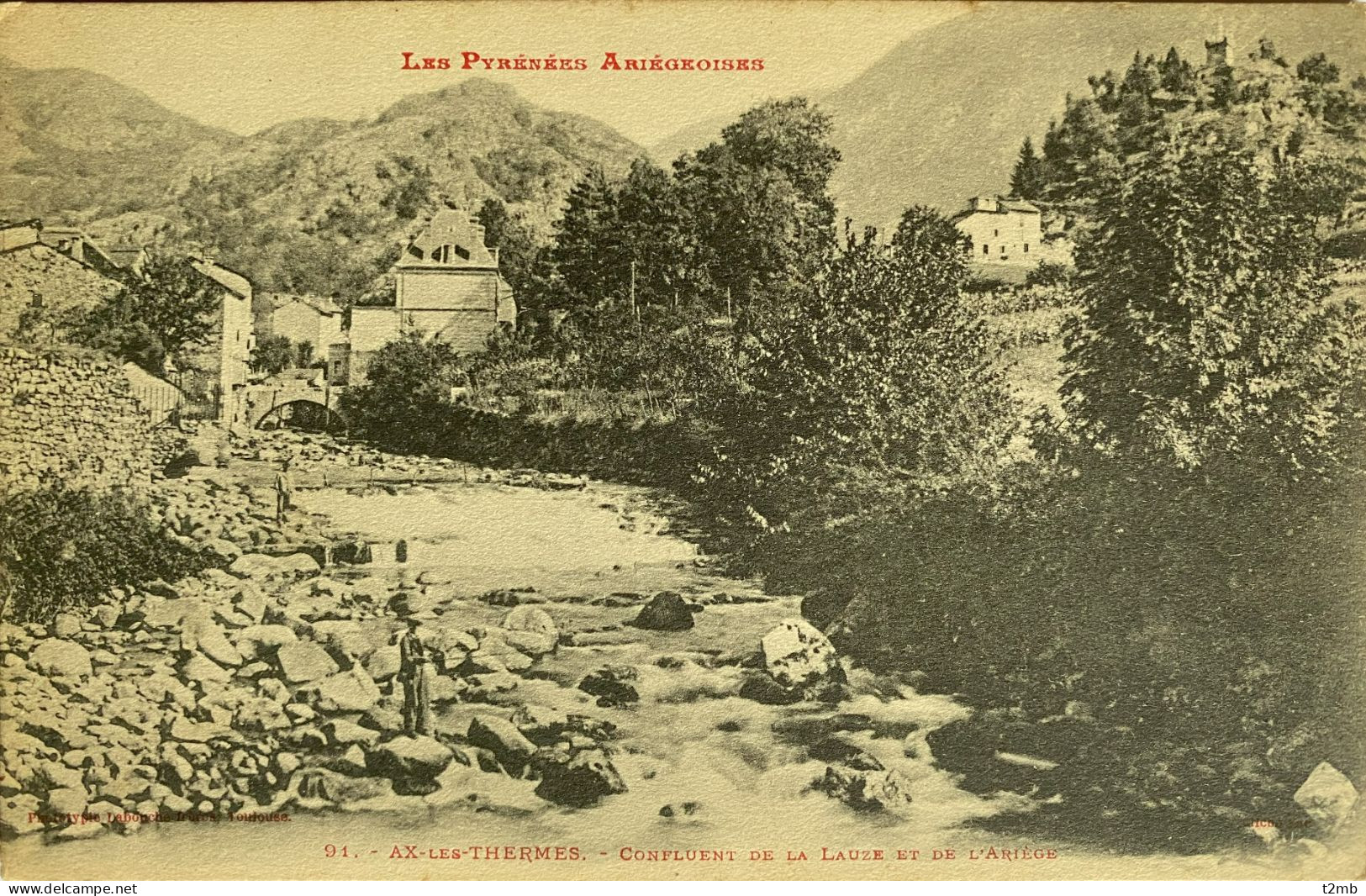 CPA AIX-les-THERMES (Pyrénées Ariégeoises). Confluent De La Lauze Et De L'Ariège (n° 91) - Ax Les Thermes