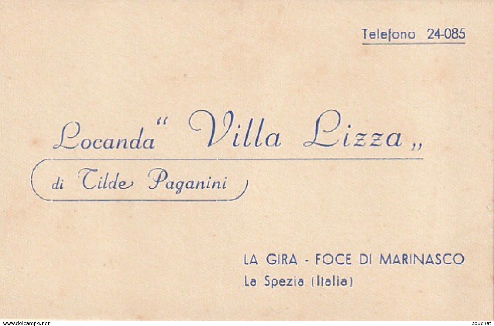 ZY - LA SPEZIA ( ITALIA ) - BIGLIETTO DA VISITA - LOCANDA " VILLA LIZZA " DI TILDE PAGANINI - 2 SCANS - Visitenkarten