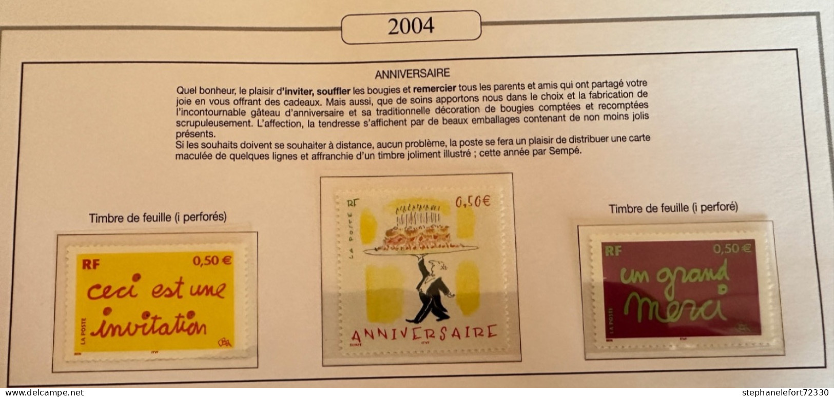 Timbres 2004  Année Complète Neufs ** et  Blocs (Voir Photo)