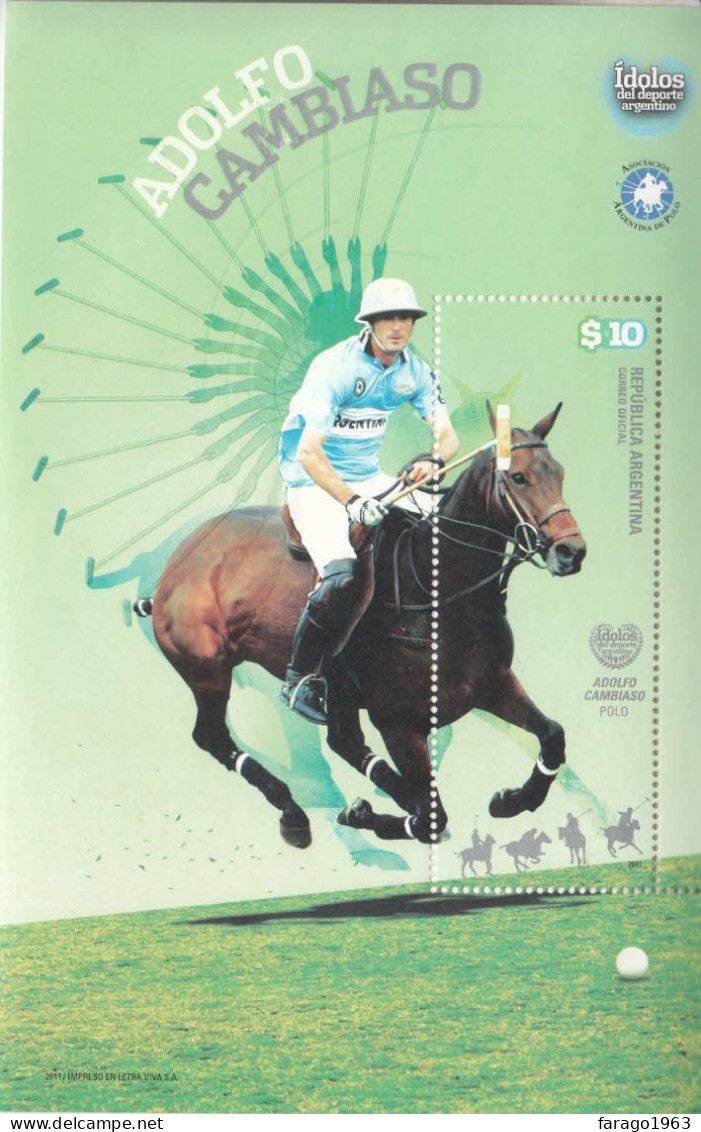 2011 Argentina Cambiaso Polo Horses  Souvenir Sheet MNH - Neufs