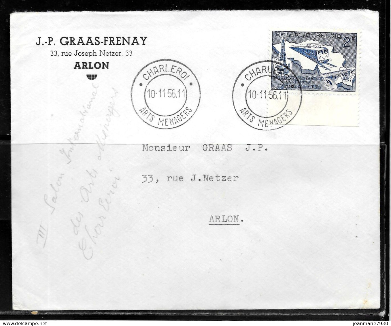 CC149 - BELGIQUE - LETTRE DE CHARLEROI DU 10/11/56 - Briefe U. Dokumente