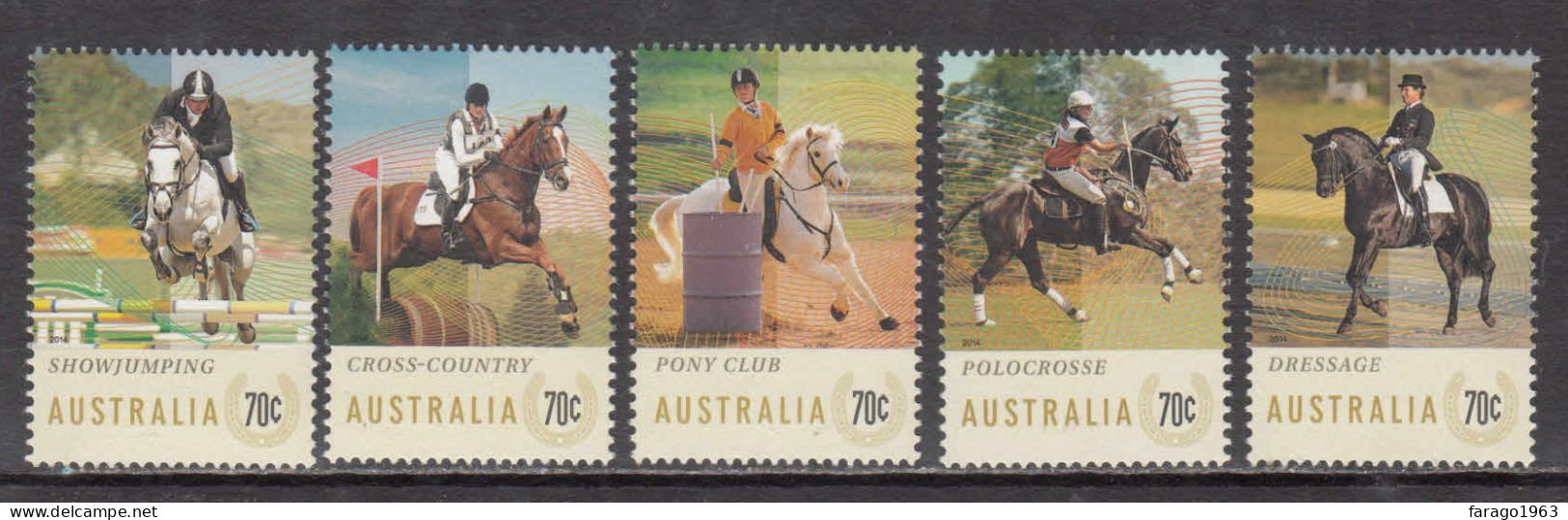 2014 Australia Equestrian Events Horses Complete Set Of 5  MNH - Mint Stamps