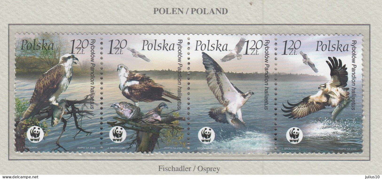 POLAND 2003 WWF Birds Of Prey Mi 4079-4082 MNH Fauna 674 - Águilas & Aves De Presa