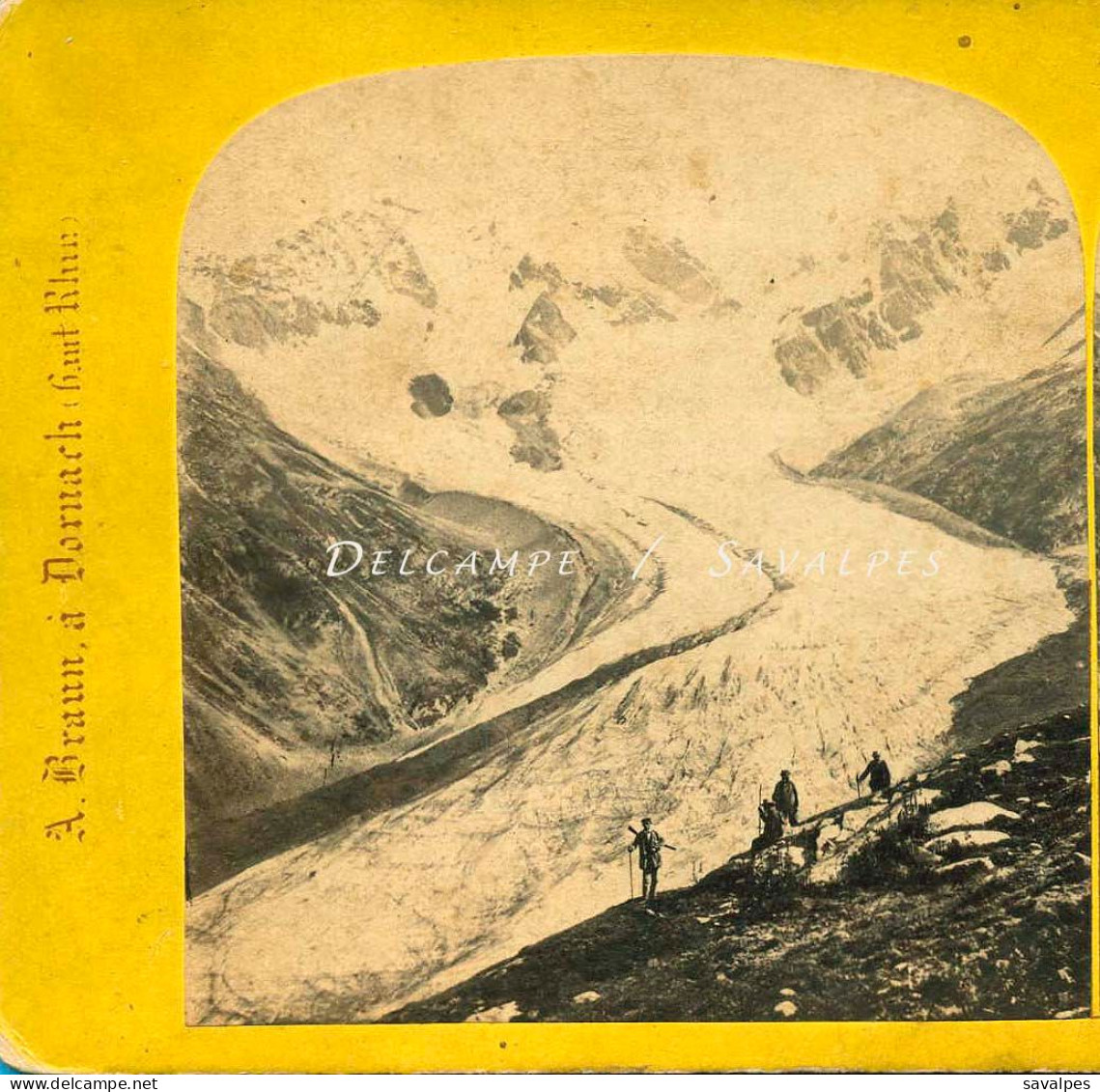 Suisse Grisons * Glacier De Rosegg - Photo Stéréoscopique Braun Vers 1865 - Stereoscopio