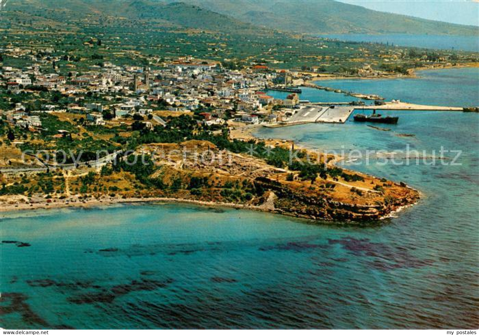 73652674 Aegina Egina Stadtpanorama Mit Apollotempel Fliegeraufnahme Aegina Egin - Greece