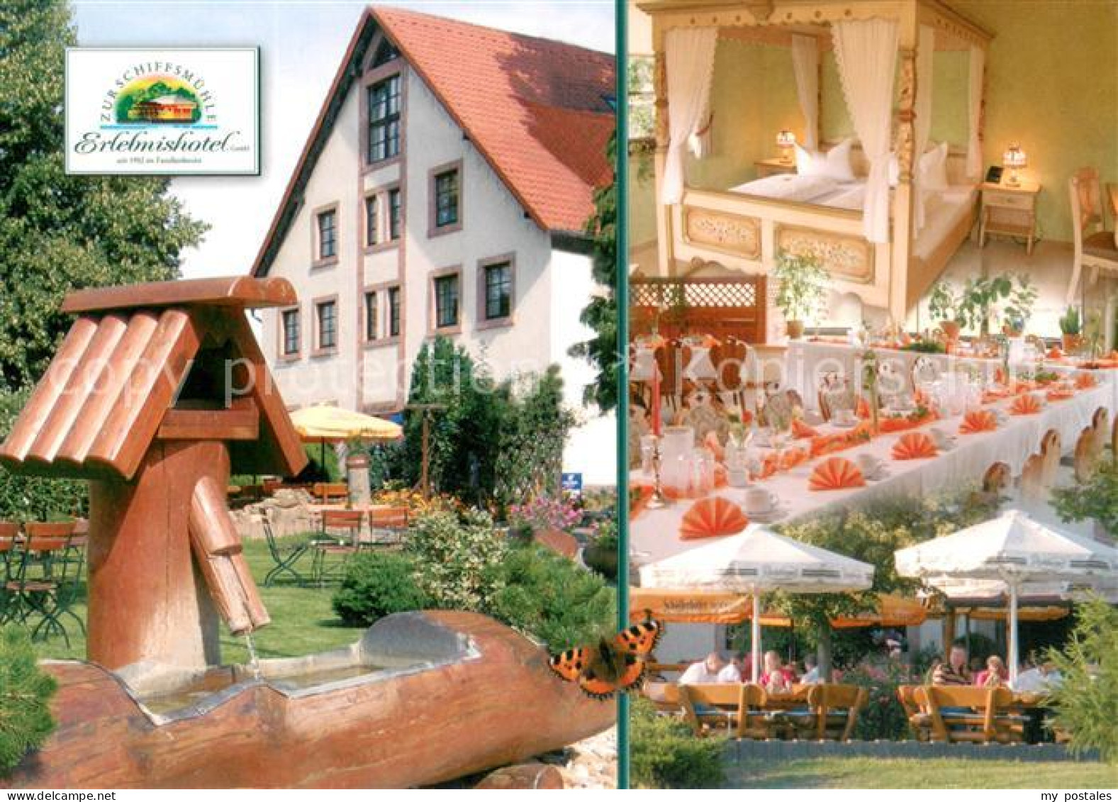 73652653 Hoefgen Erlebnishof Zur Schiffsmuehle Restaurant Terrasse Brunnen Hoefg - Grimma