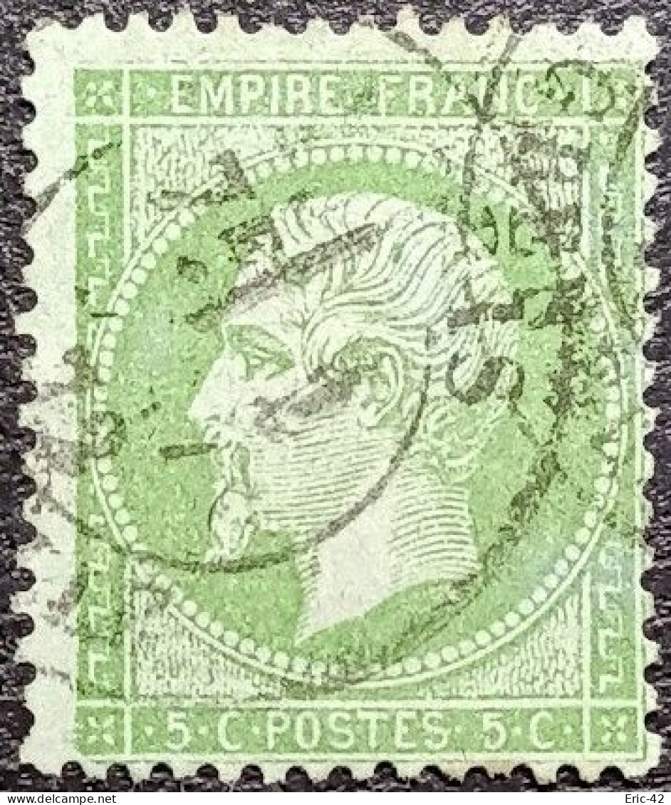 N°35 Variété. Napoléon 5c Vert Pâle Sur Bleu. Oblitéré CàD Paris (Rue De Grenelle) - 1862 Napoleon III