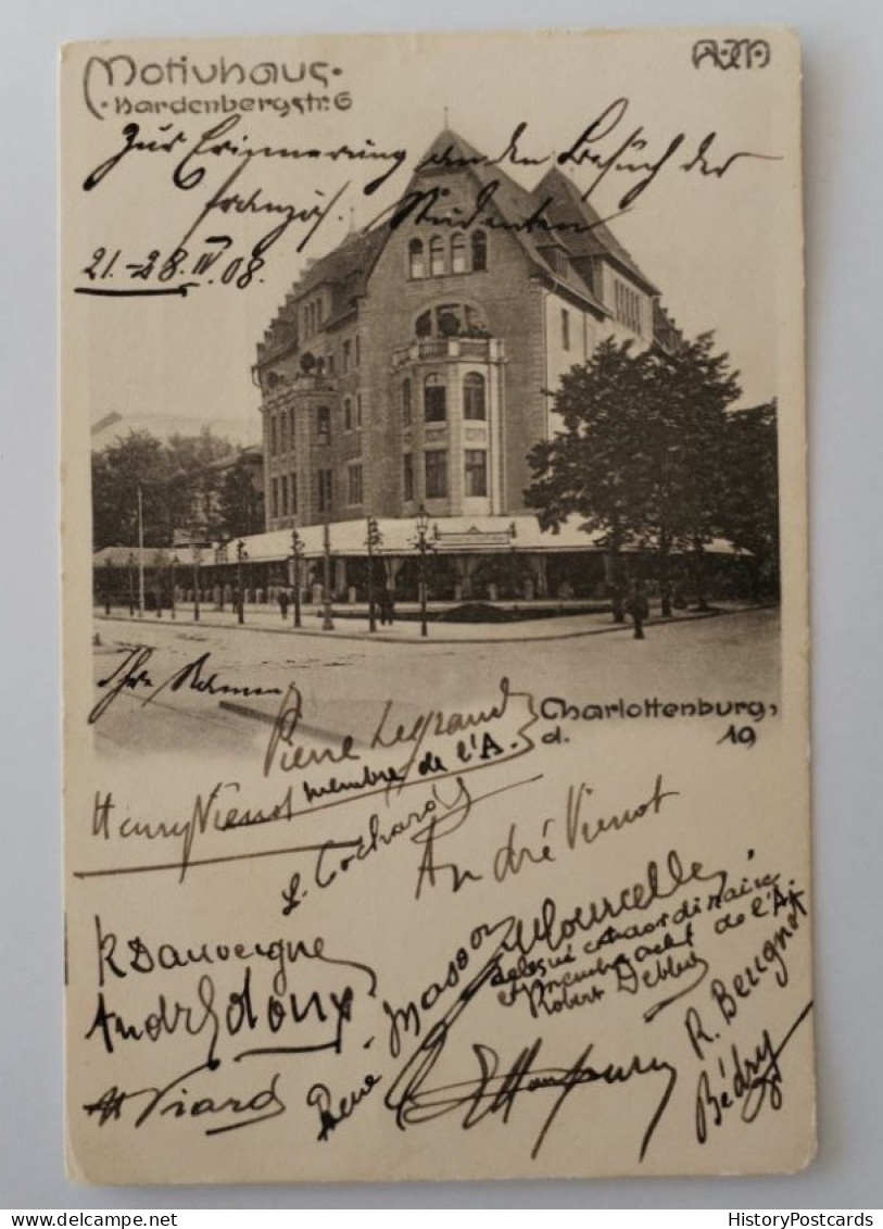 Berlin-Charlottenburg, Motivhaus, Hardenbergstraße 9, Unterschriftensammlung, 1908 - Charlottenburg