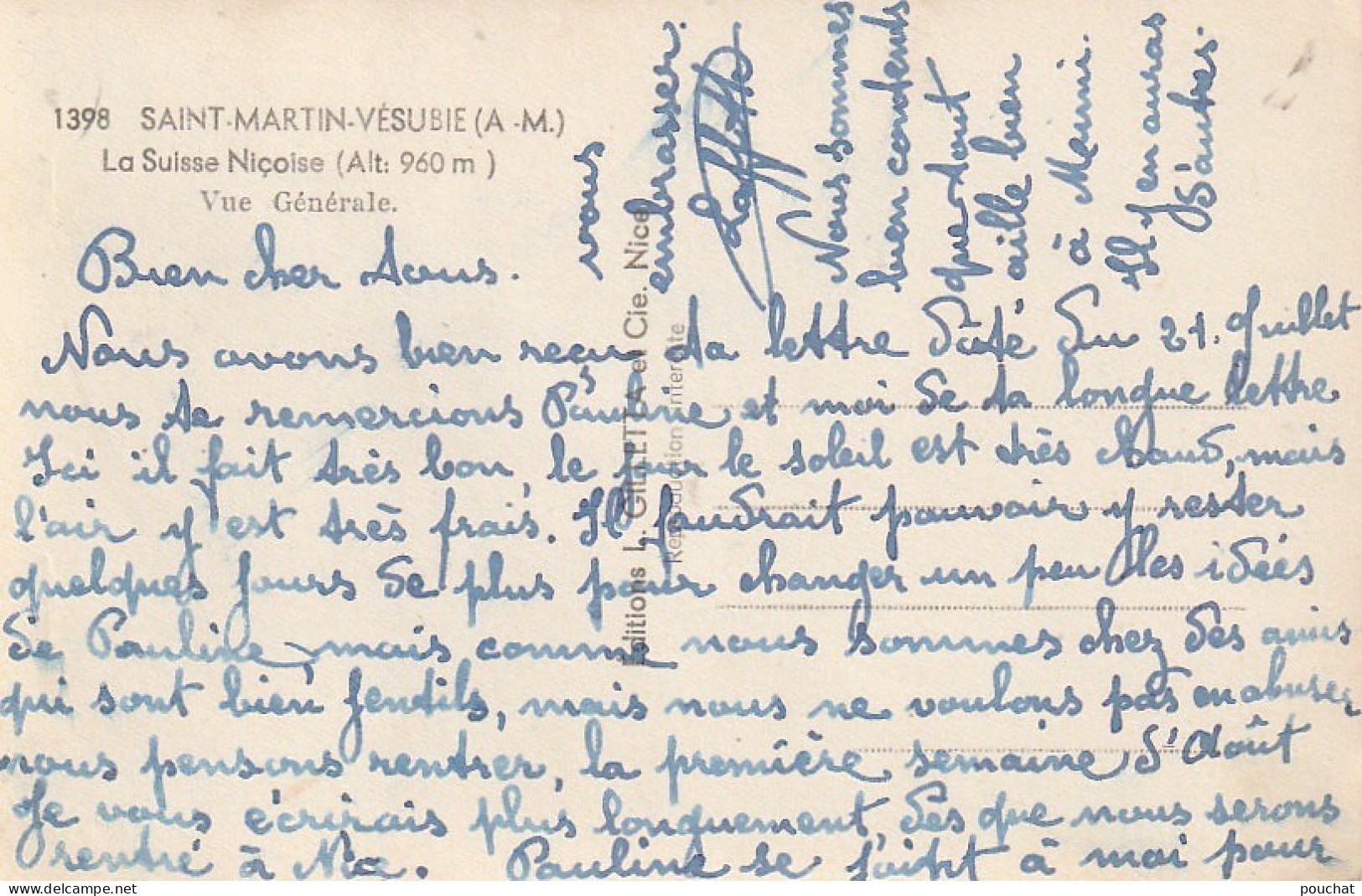 ZY 18-(06) SAINT MARTIN VESUBIE - VUE GENERALE - EDIT. GILLETTA , NICE - 2 SCANS - Saint-Martin-Vésubie