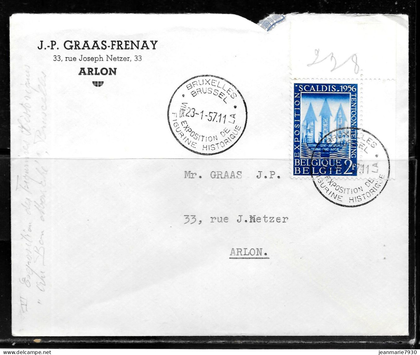 CC145 - BELGIQUE - LETTRE DE BRUXELLES DU 23/01/57 - Lettres & Documents