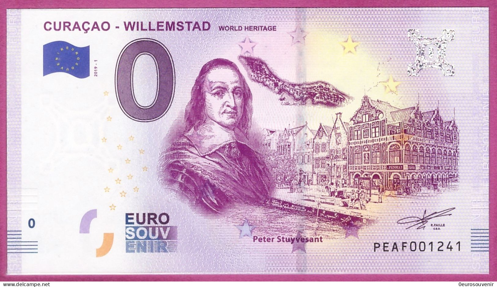 0-Euro PEAF 2019-1 CURAÇAO - WILLEMSTAD - WORLD HERITAGE - PETER STUYVESANT - Pruebas Privadas