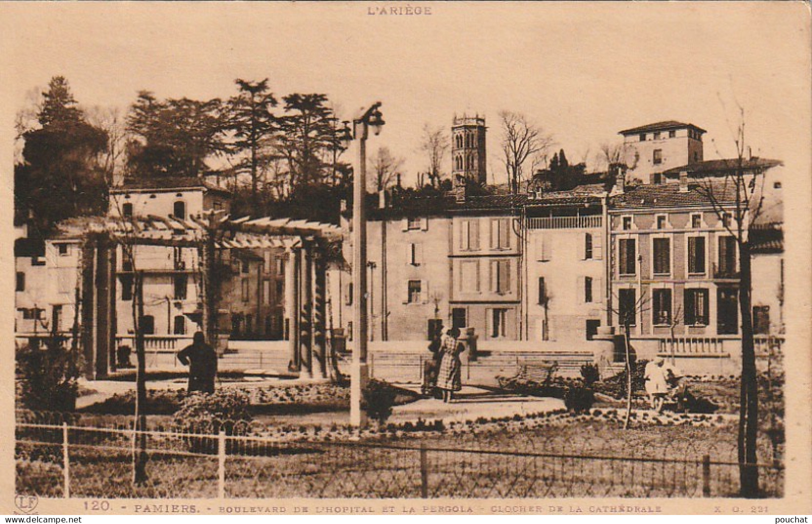 ZY 21-(09) PAMIERS - BOULEVARD DE L' HOPITAL ET LA PERGOLA - CLOCHER DE LA CATHEDRALE - 2 SCANS - Pamiers