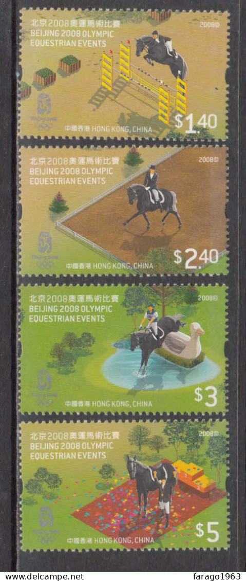 2008 Hong Kong Equestrian Olympics Horses Complete Set Of 4 MNH - Nuevos