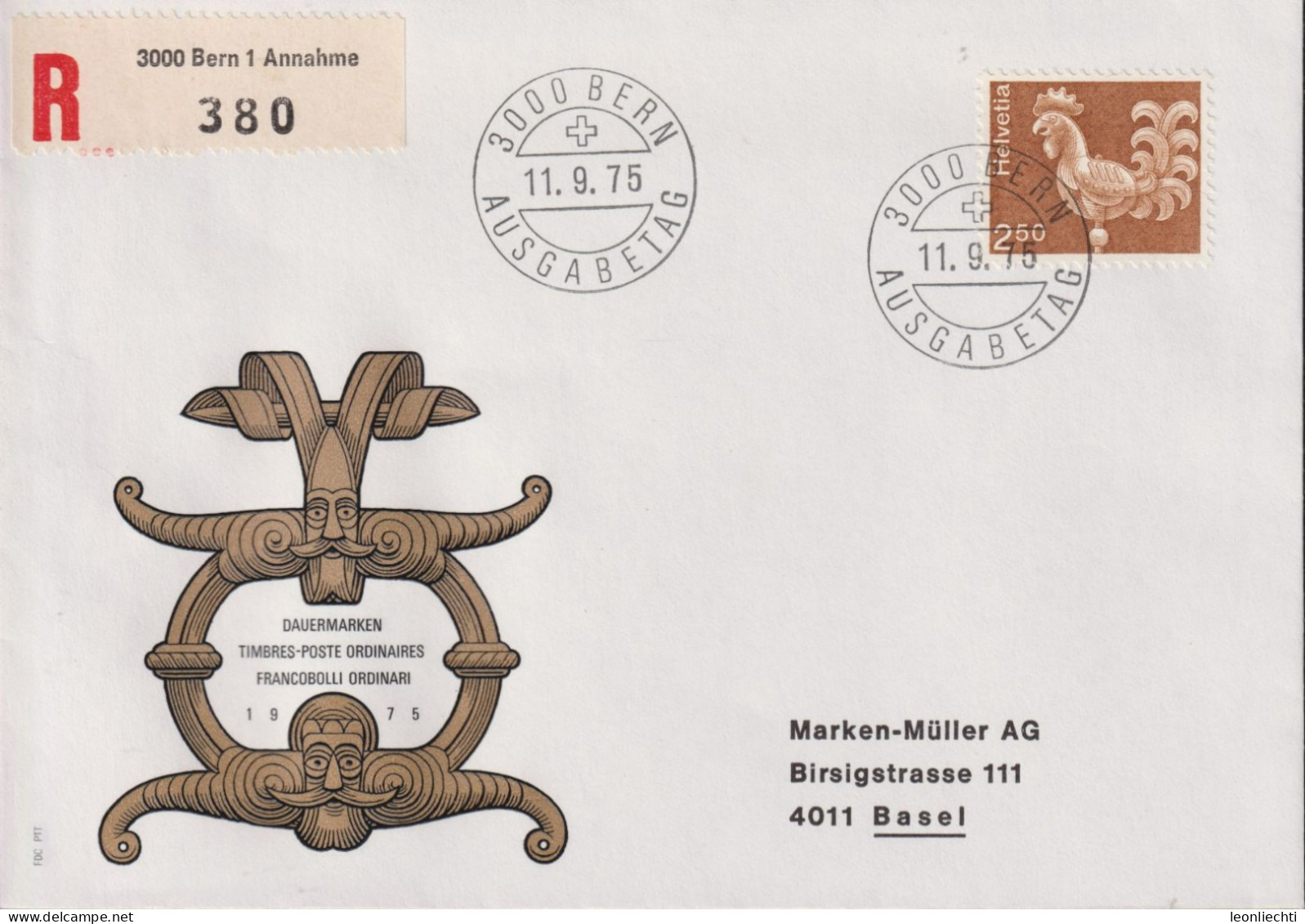 1975 Schweiz, FDC R-Brief  Zum:CH 542, Mi:CH 1057, Turmhahn Solothurn - Storia Postale