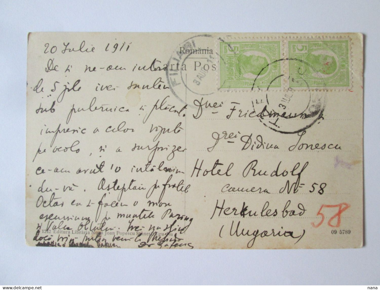 Romania-Salutations De/Greetings From Gorj:Valle De Jiului,c.postale Voyage 1911/Jiului Valley 1911 Mailed Postcard - Rumänien