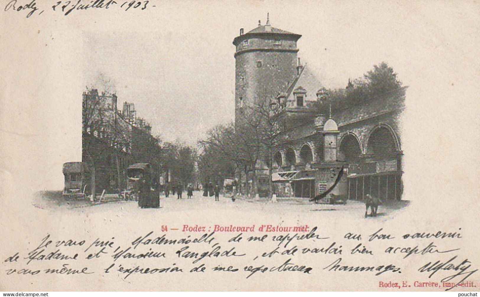 ZY 24 -(12) RODEZ - BOULEVARD D' ESTOURMEL - ANIMATION - EDIT. CARRERE , RODEZ - 2 SCANS - Rodez