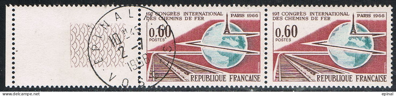 FRANCE : N° 1488 ** Et Oblitéré En Paire Horizontale "TàD Rond" (Congrès International Des Chemins De Fer) - PRIX FIXE - Unused Stamps