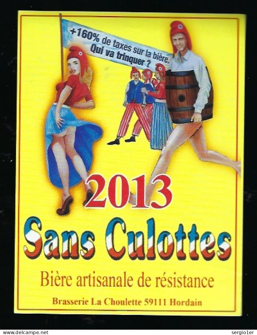 étiquette Bière France: Biere Blonde Des Sans Culottes 2013 Bière Artisanale De Résistance Brasserie La Choulette Hordai - Bier