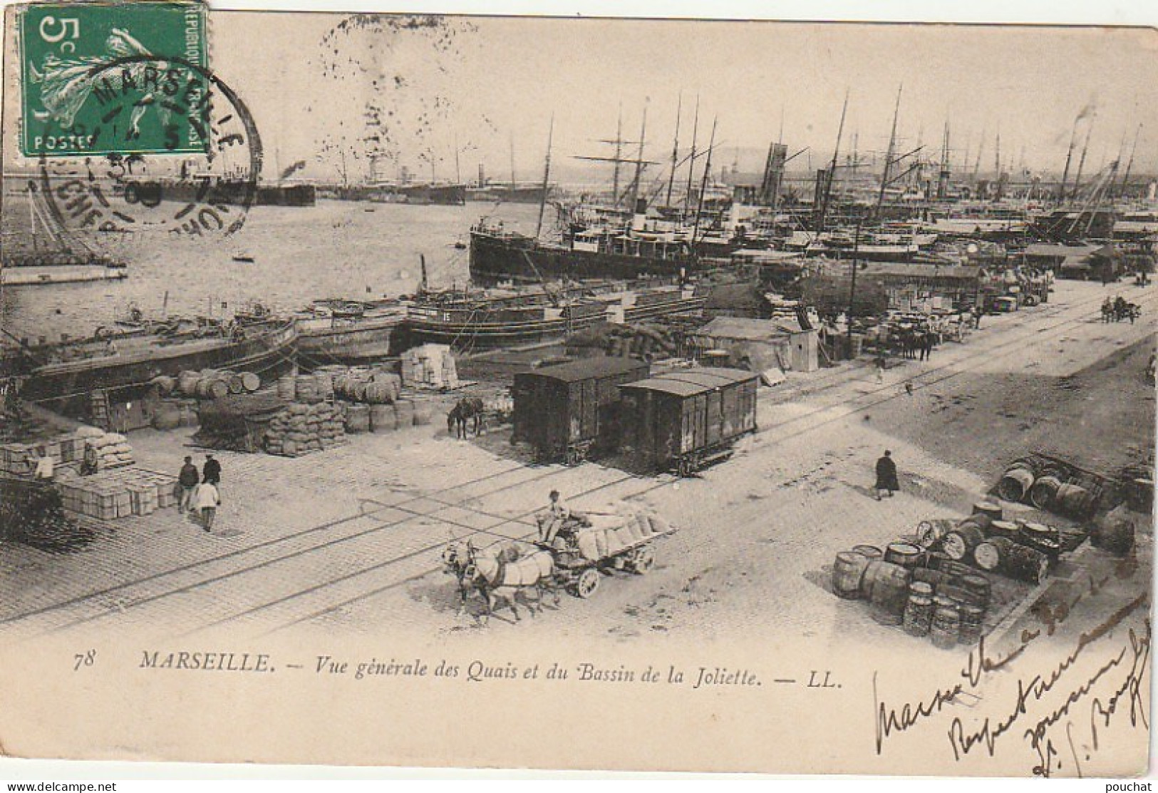 ZY 25-(13) MARSEILLE - VUE GENERALE DES QUAIS ET DU BASSIN DE LA JOLIETTE - ANIMATION  - 2 SCANS - Joliette, Hafenzone