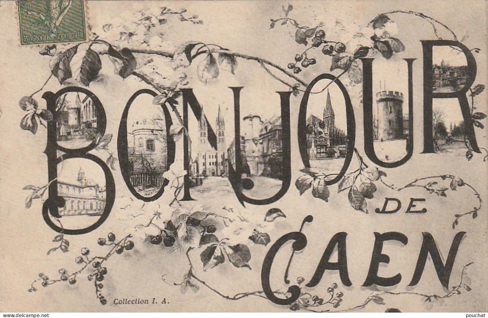 ZY 26 -(14) UN BONJOUR DE CAEN - CARTE FANTAISIE MULTIVUES  - 2  SCANS - Caen