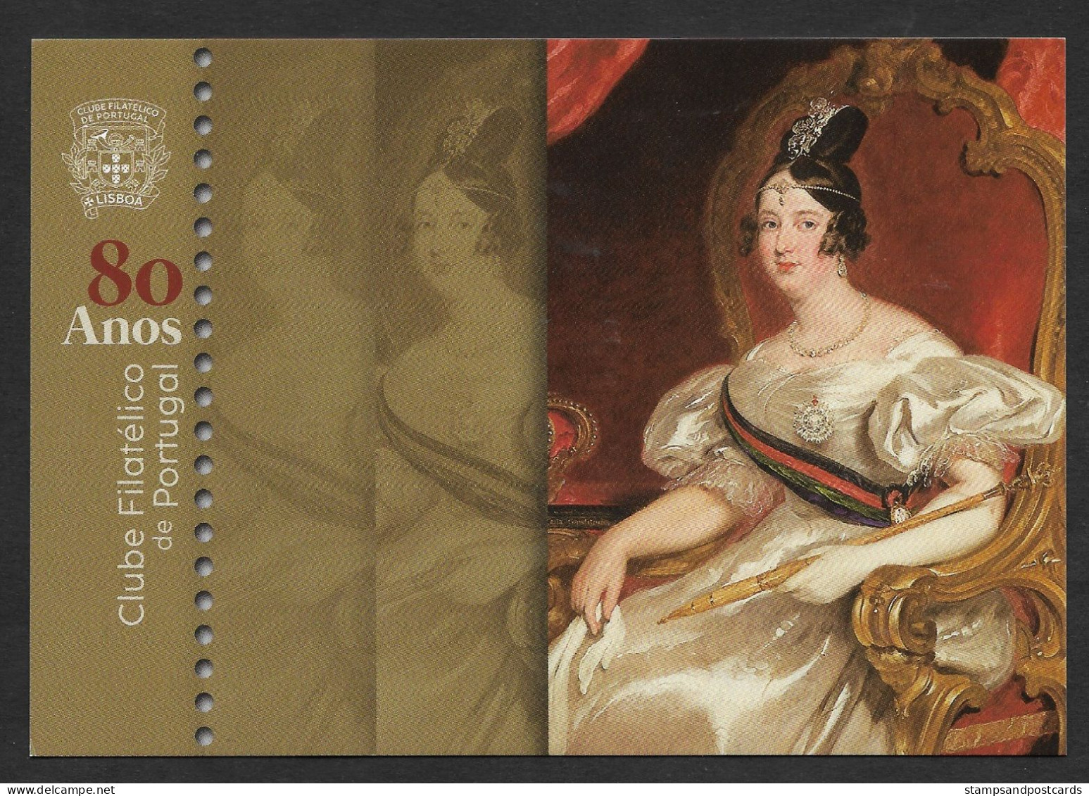 Portugal Entier Postal 2023 Clube Filatélico De Portugal 80 Ans Reine D. Maria II Cachet Stationery Queen Maria II Pmk - Familias Reales