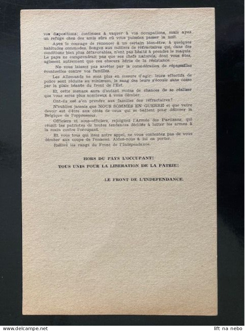 Tract Presse Clandestine Résistance Belge WWII WW2 Officiers D'active Et De Reserve...' Printed On Both Sides - Dokumente