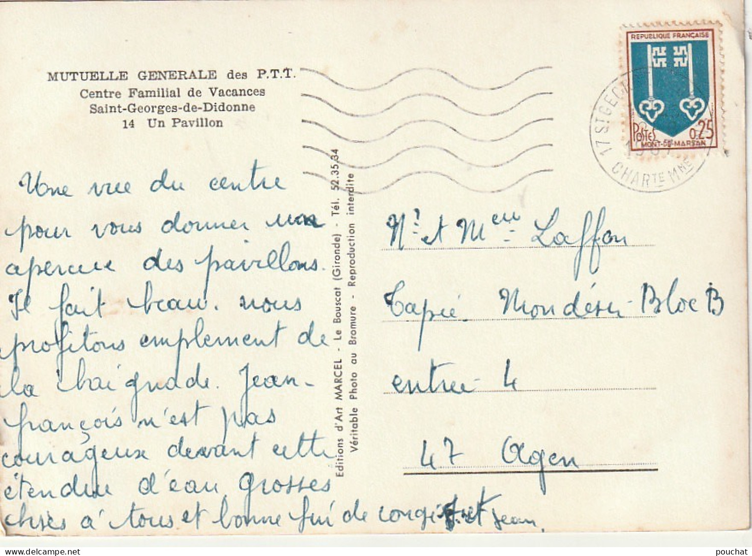 ZY 29-(17) SAINT GEORGES DE DIDONNE - CENTRE FAMILIAL DE VACANCES - MUTUELLE GENERALE DES P. T. T.  - 2 SCANS - Saint-Georges-de-Didonne