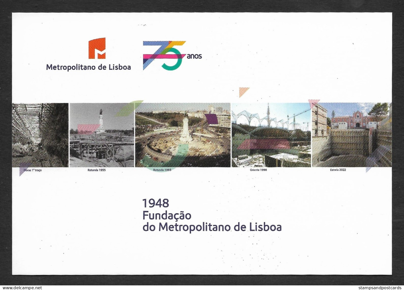 Portugal Entier Postal 2023 Metro De Lisbonne 75 Ans Cachet Stationery Lisbon Subway Train 75 Years Pmk - Trains