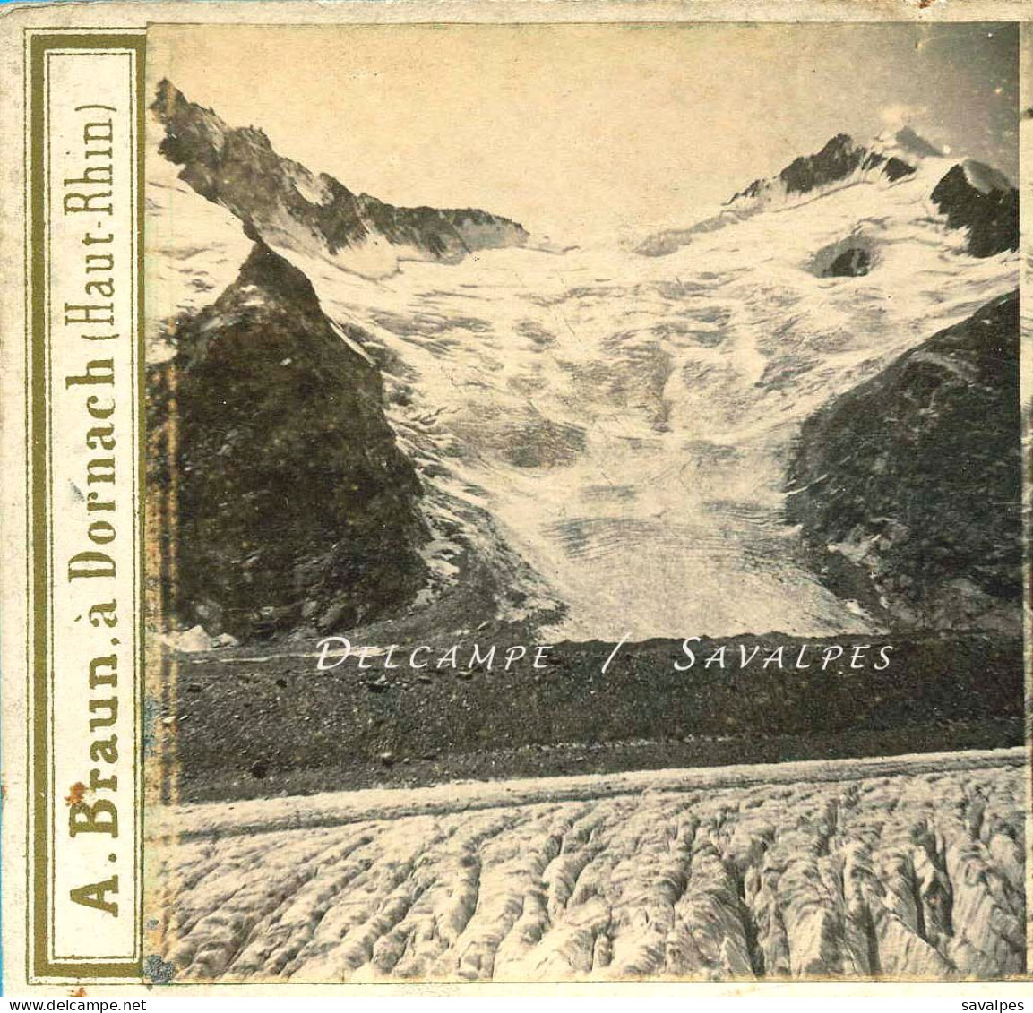 Suisse Grindelwald * Glacier De Thierberg Et Finsteraar - Photo Stéréoscopique Braun Vers 1865 - Stereoscopio