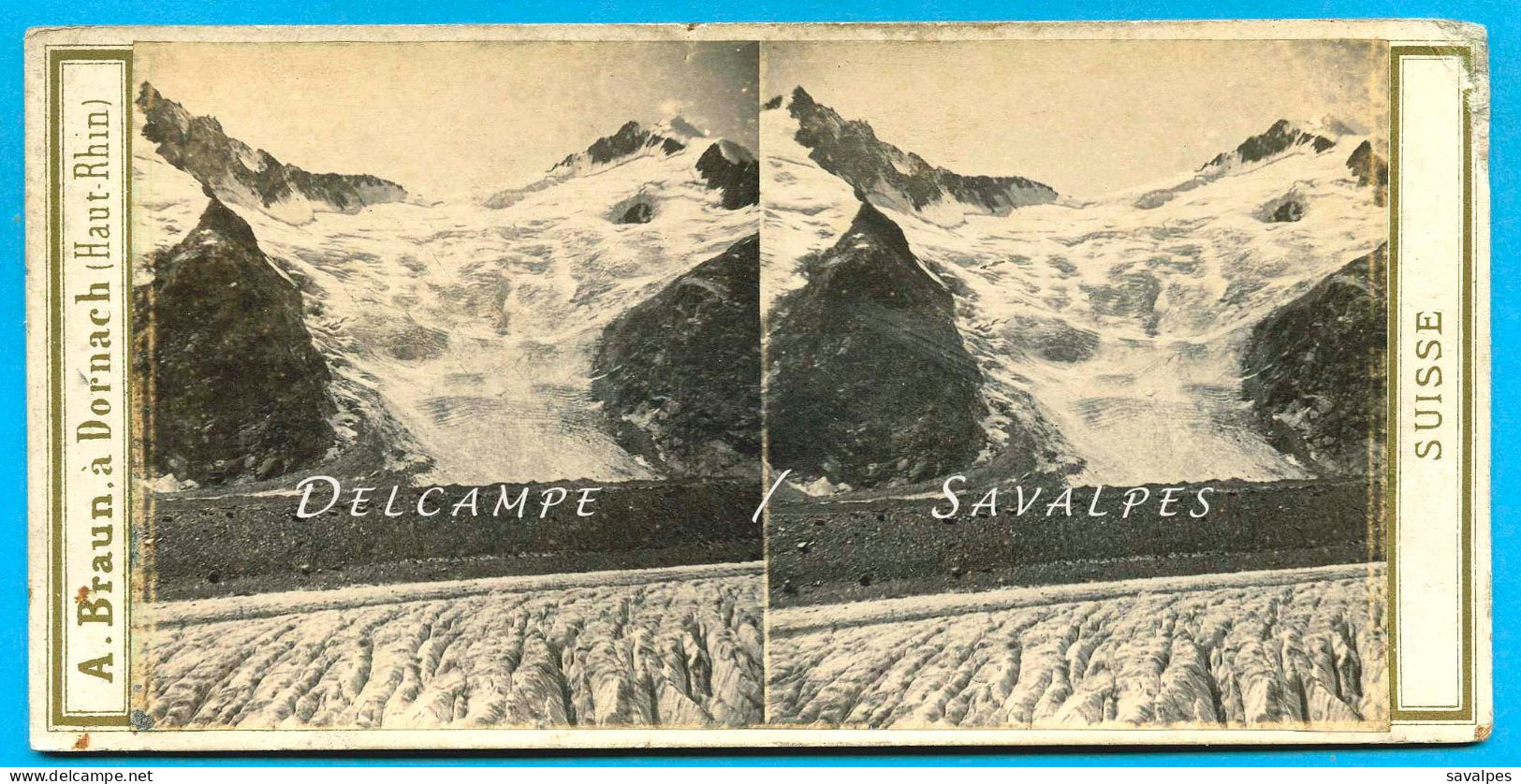 Suisse Grindelwald * Glacier De Thierberg Et Finsteraar - Photo Stéréoscopique Braun Vers 1865 - Stereoscopio