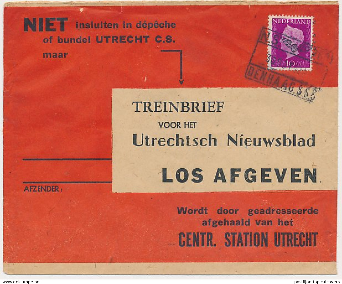 Treinbrief Den Haag - Utrecht 194? - Ohne Zuordnung