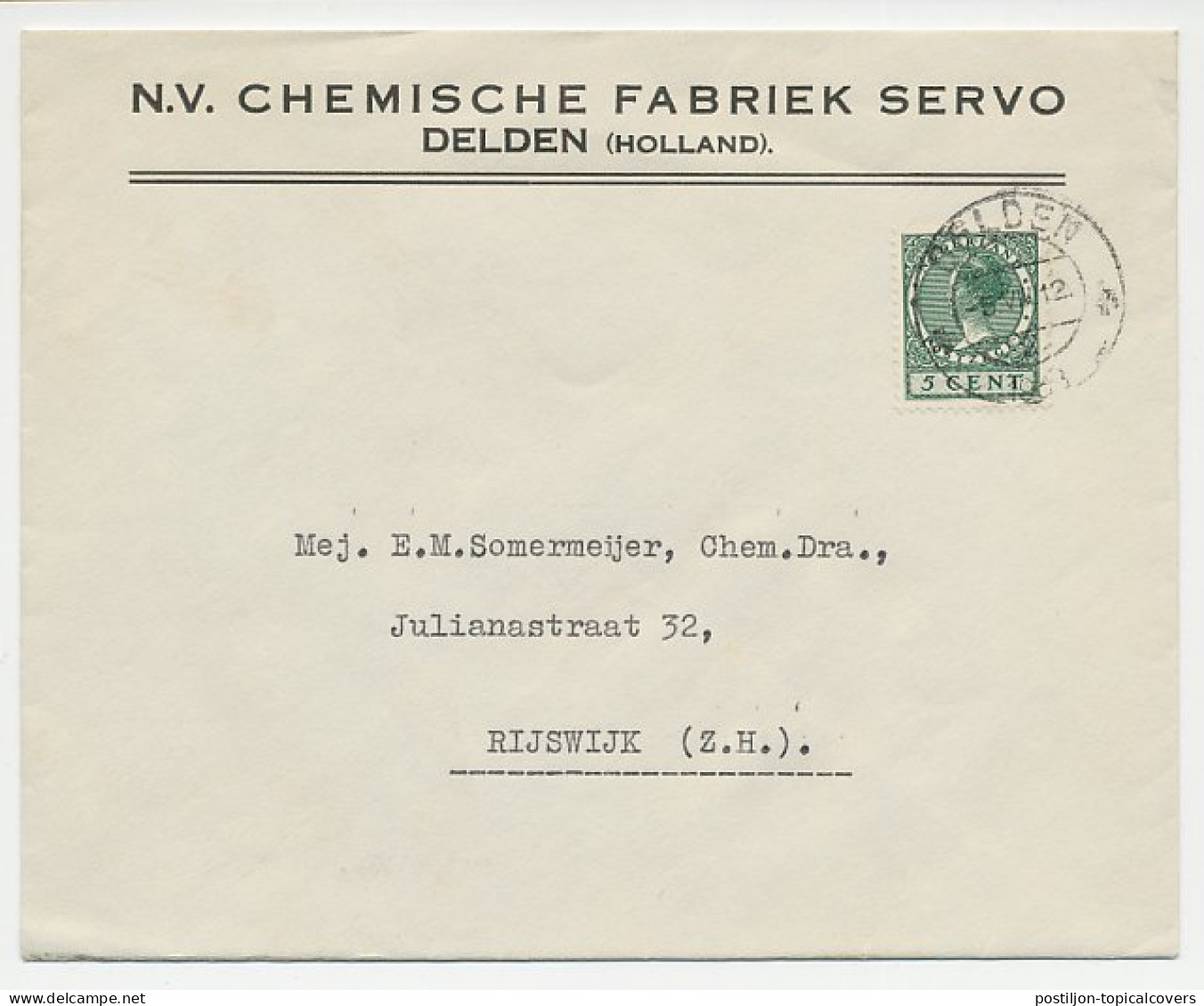 Firma Envelop ( Met Inhoud ) Delden 1938 - Chemische Fabriek  - Zonder Classificatie