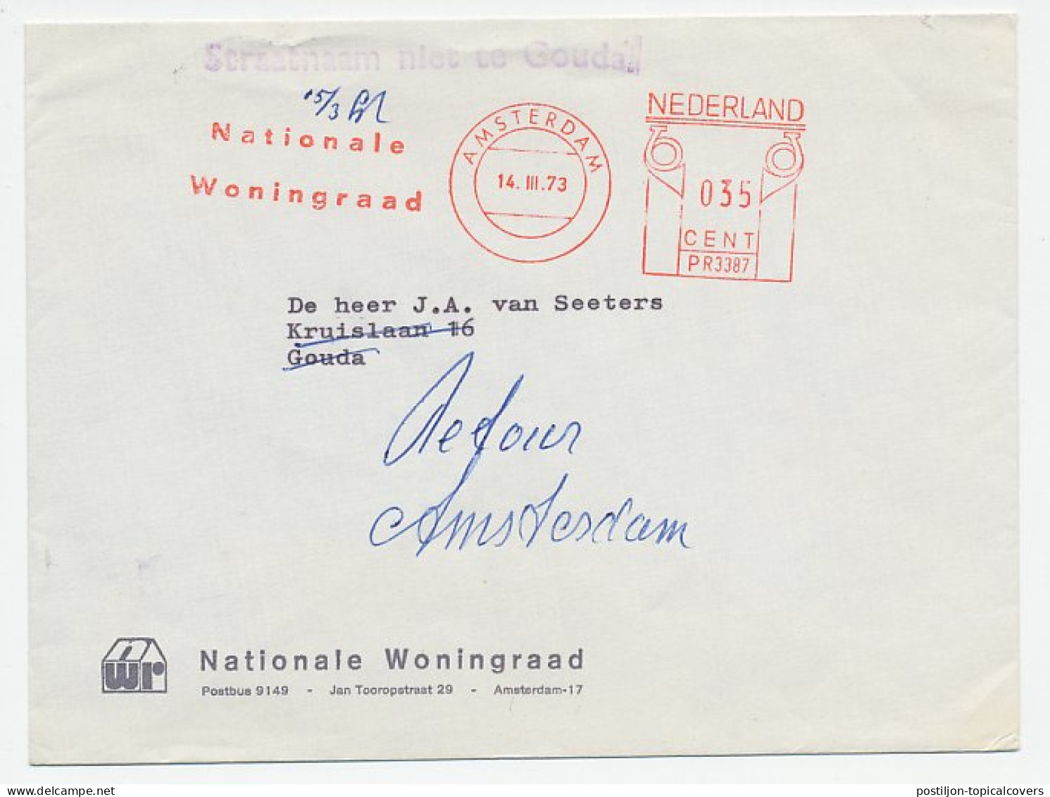Amsterdam - Gouda 1973 - Straatnaam Niet Te Gouda - Zonder Classificatie