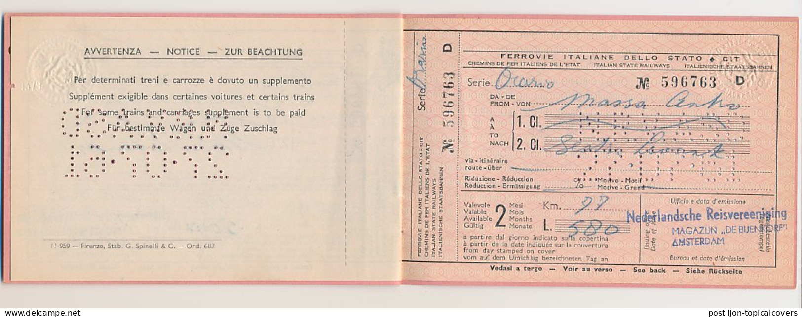 Nederlandsche Reisvereeniging - Reisbiljet 1961 - Zonder Classificatie