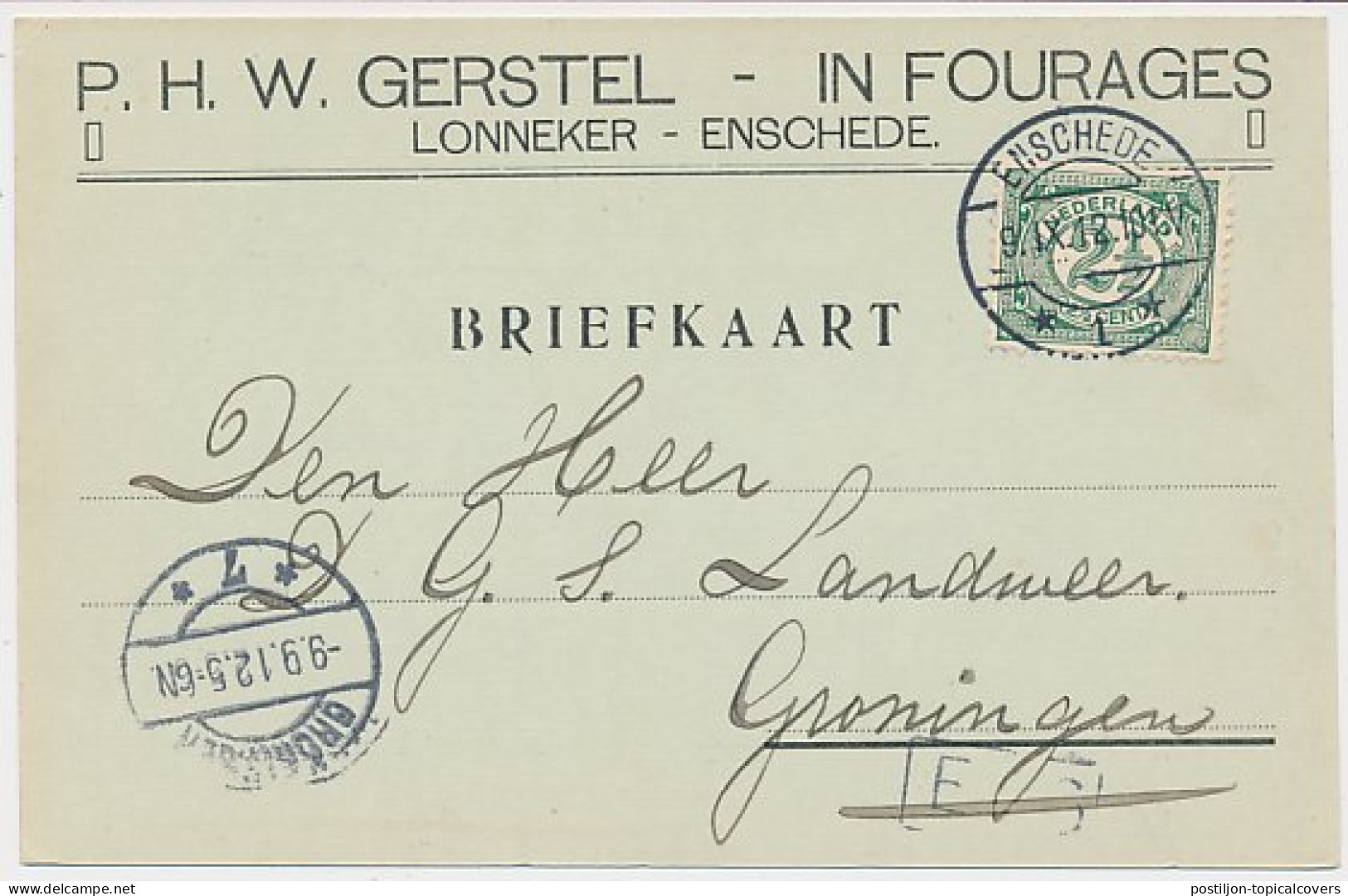 Firma Briefkaart Lonneker - Enschede 1912 - Fourages - Zonder Classificatie