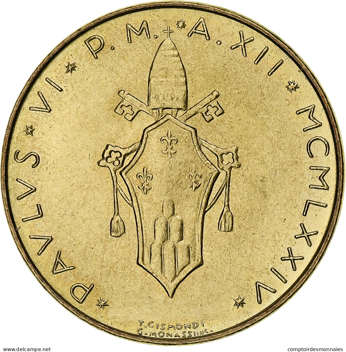 Vatican, Paul VI, 20 Lire, 1974 / Anno XII, Rome, Bronze-Aluminium, SPL, KM:120 - Vaticano
