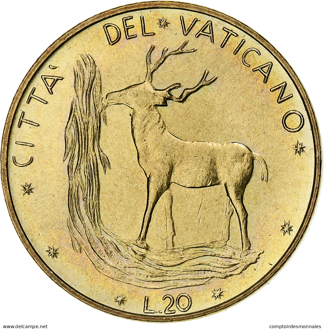 Vatican, Paul VI, 20 Lire, 1974 / Anno XII, Rome, Bronze-Aluminium, SPL, KM:120 - Vatican