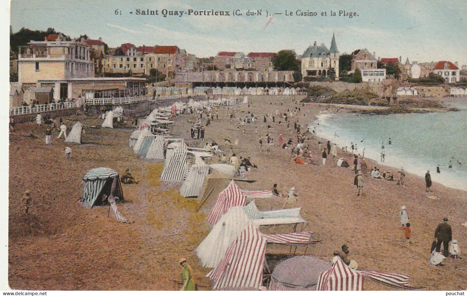 ZY 34 -(22) SAINT QUAY PORTRIEUX - LE CASINO ET LA PLAGE - ANIMATION - CARTE COLORISEE - 2 SCANS - Saint-Quay-Portrieux