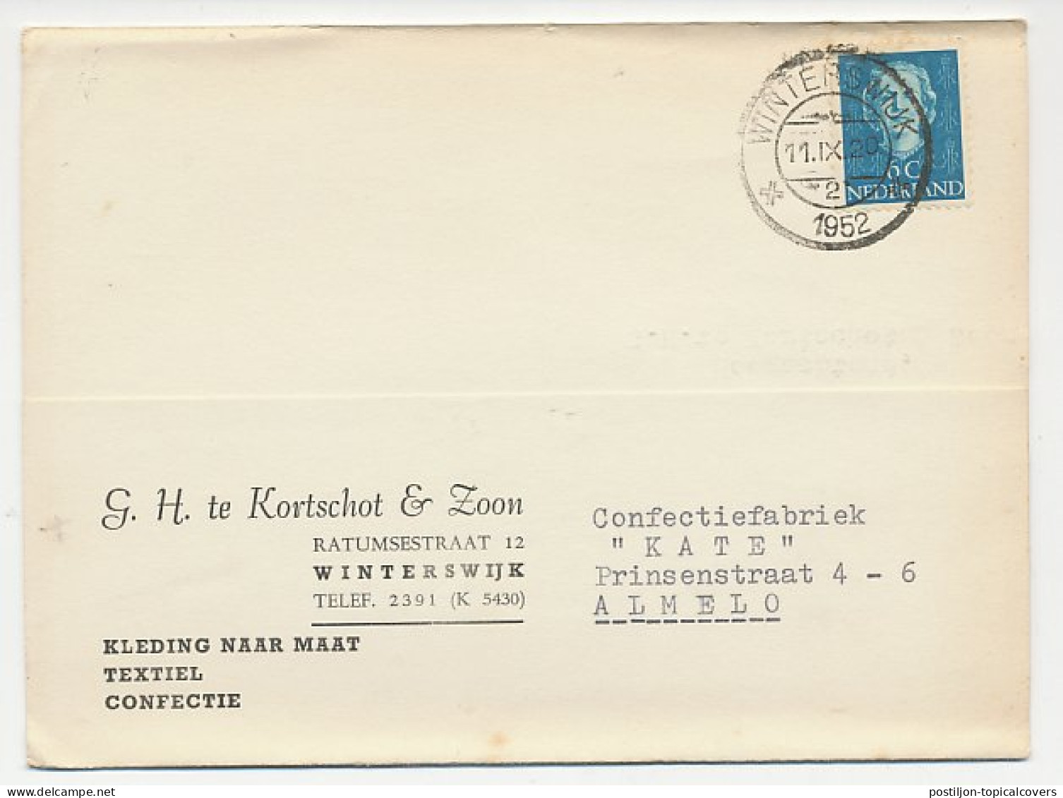 Firma Briefkaart Winterswijk 1952 - Kleding / Confectie - Zonder Classificatie