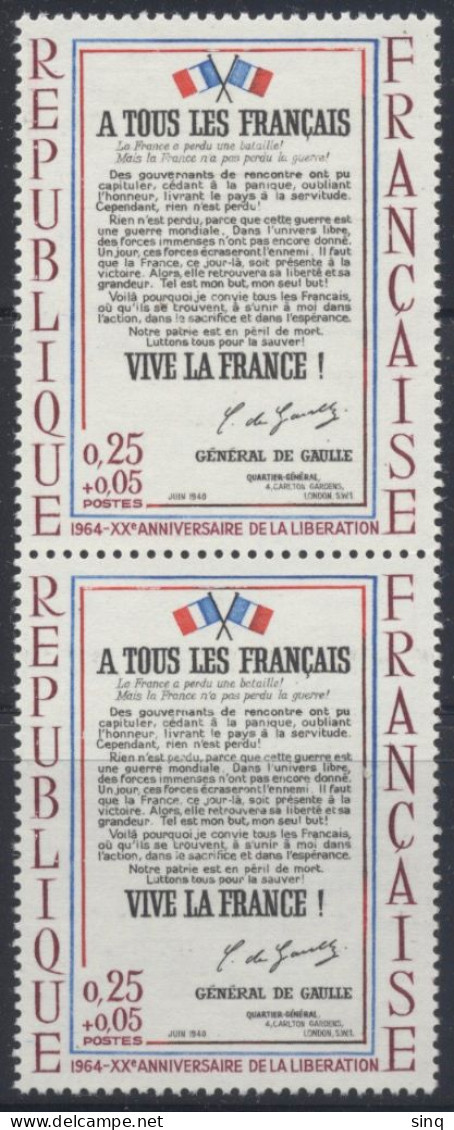 N° 1408 Appel Du 18 Juin X 2 - Unused Stamps