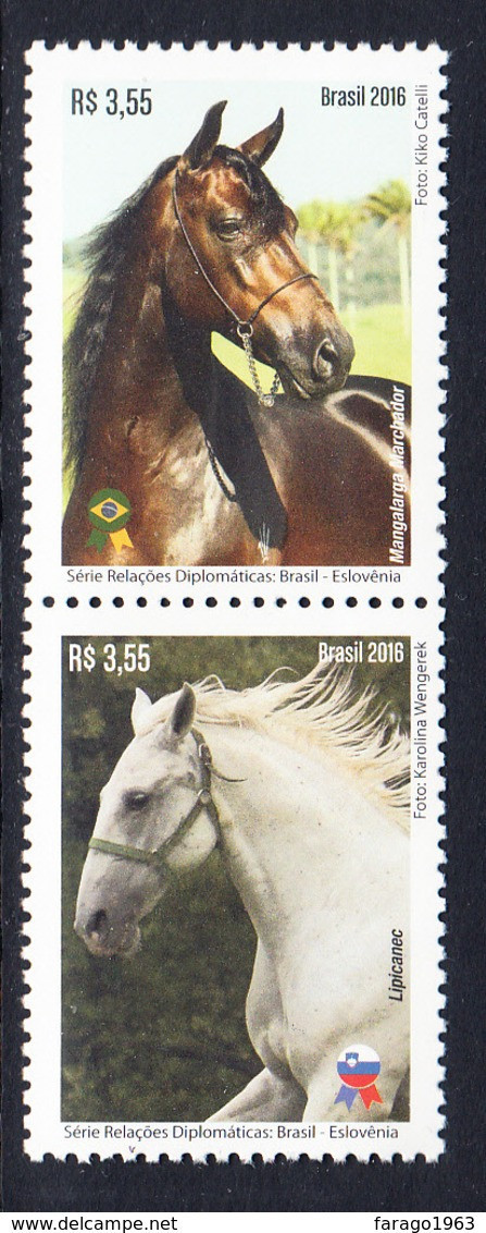 2016 Brazil Horses  Complete Pair MNH - Nuovi
