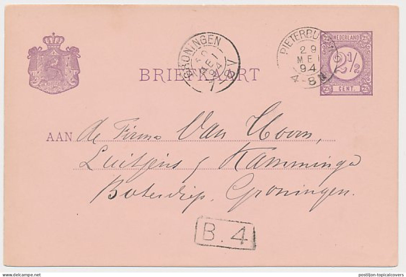 Kleinrondstempel Pieterburen 1894 - Zonder Classificatie